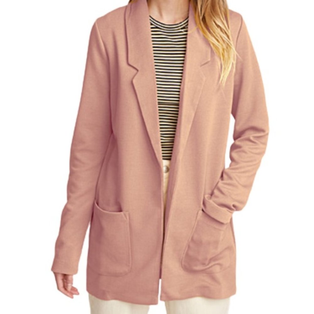 Simons Twik Dusty Pink Cozy Waffle Knit Long Open Blazer